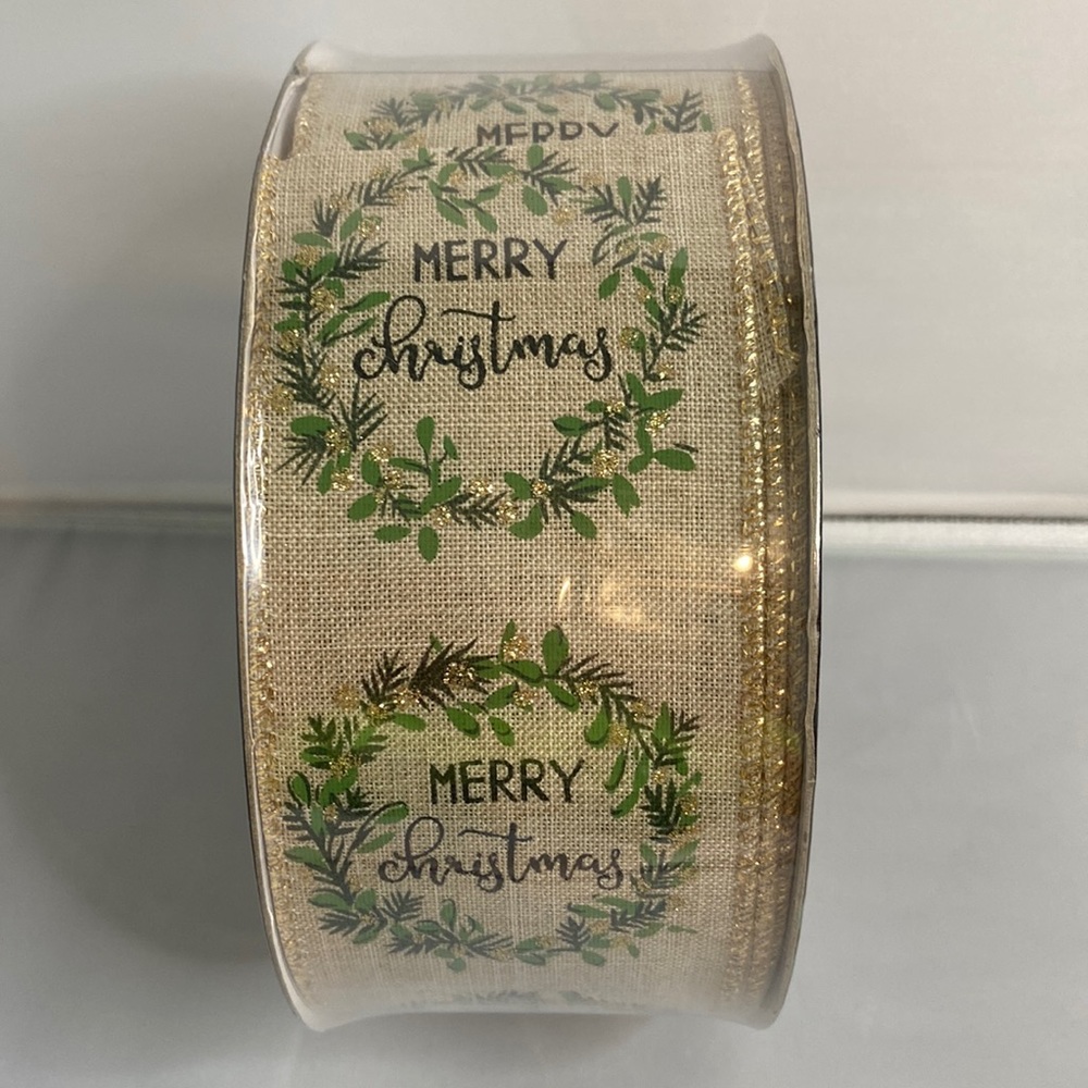 50 Yards Members Mark Merry Christmas Wired Ribbon.